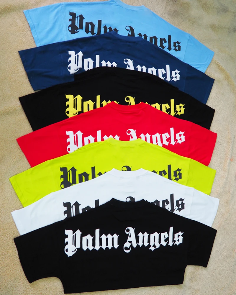 

Palm Angels letter printing couple street hip-hop popular simple wild men women short-sleeved T-shirt 654685