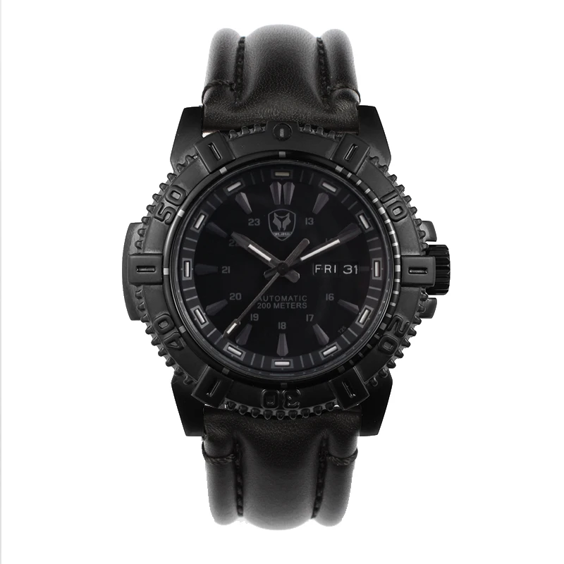 Мужские черные военные часы с автоподсветкой Radon уличные механические наручные 20