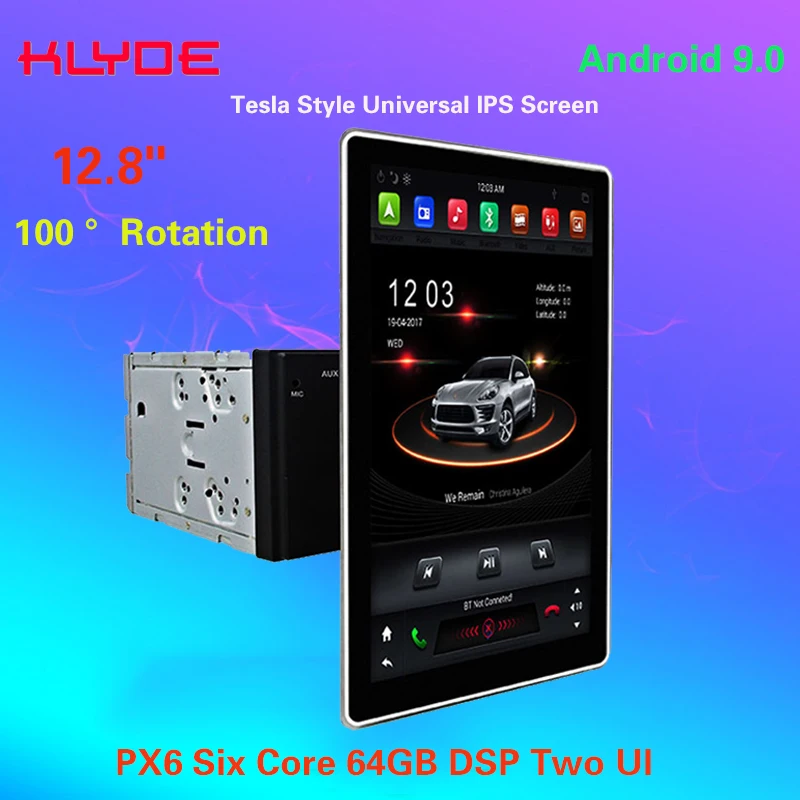 Klyde KD 1280 PX6 64 Гб 2 din tesla универсальный автомобильный dvd плеер с вращением на 100