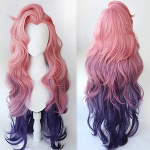 Парик для косплея из игры LoL KDA Seraphine, женский, свободные волны, прямые, розовые, смешанные, фиолетовые, Лига Легенд, косплей CS420