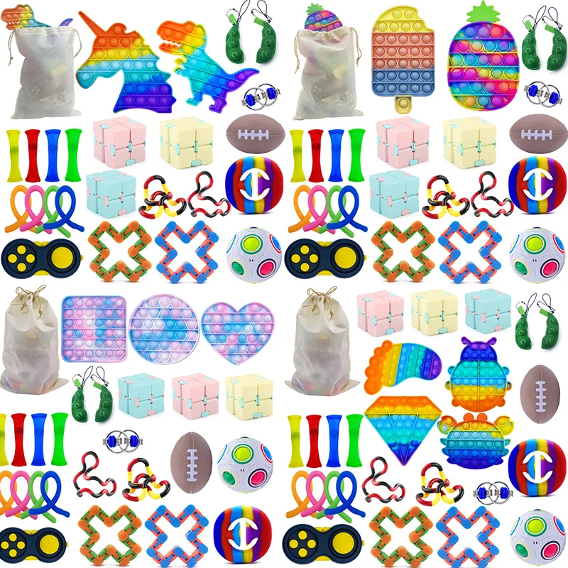 

Игрушки-антистресс, набор эластичных струн, подарочная упаковка, сжимаемые игрушки для взрослых и детей, снятие стресса