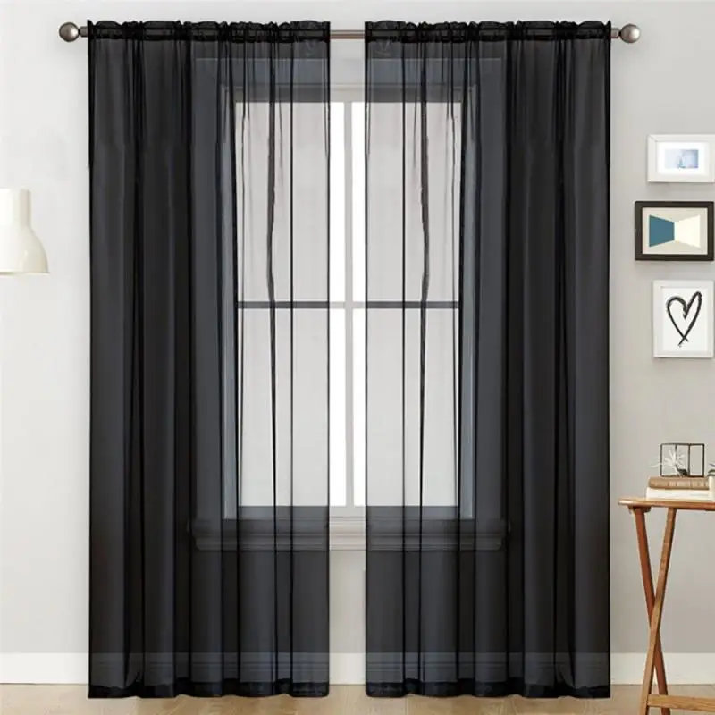 

1Pcs Window Curtains Modern Minimalist Living Room Bedroom Solid Color Terylene Screen Home Decoration Curtains White Tulle Hot