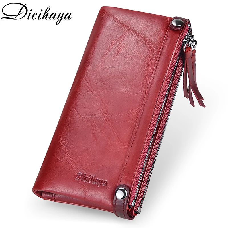 Женский кошелек DICIHAYA из натуральной кожи Модный Дамский удлиненный бумажник на