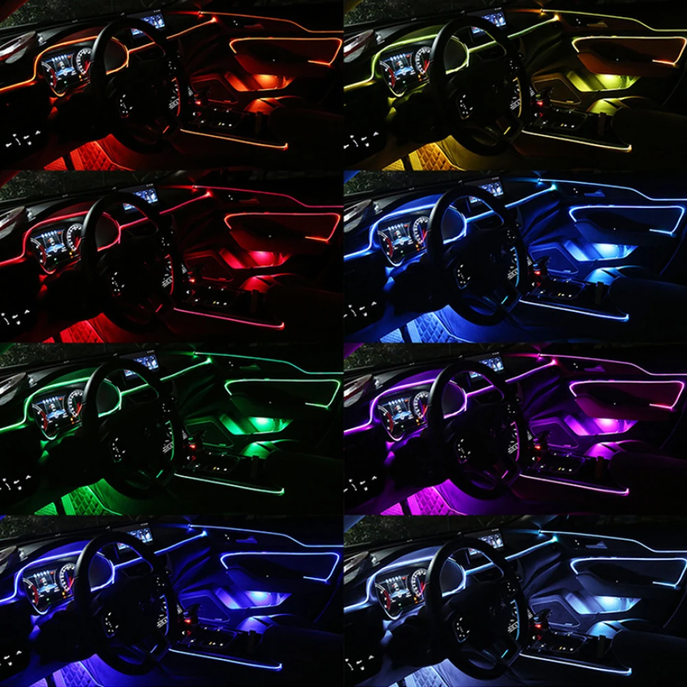 RGB LED Car Interior Decorative Light Strip Flexible Atmosphere Lamp With Cigarette Connector By APP Control 8M Neon | Автомобили и