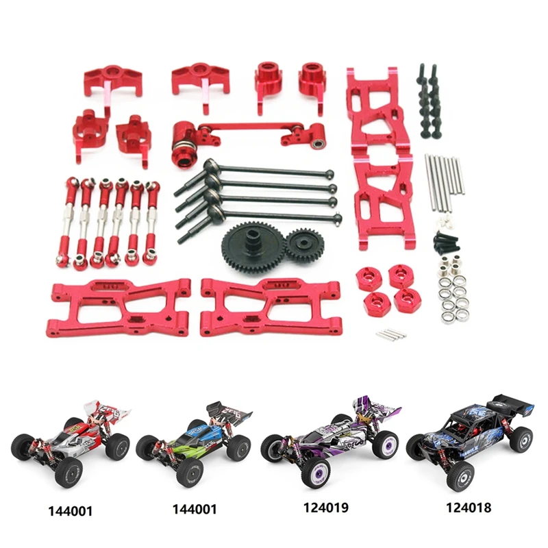 

for WLtoys 124018 124019 144001 RC Car Parts Metal Upgrade Kit Drive Shaft Pull Rod Swing Arm Steering Cup Gear