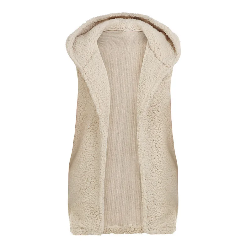 Женская однотонная зимняя теплая толстовка без рукавов верхняя одежда кардиган