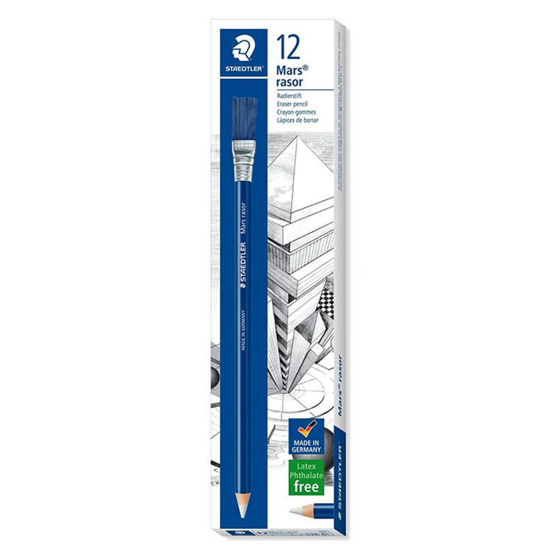 12PCS 6/12 шт STAEDTLER 526 61 карандаш стильный ластик+ кисть школьные канцелярские принадлежности карандаш ластик шариковые гелевые ручки с ластиками - Цвет: 12PCS