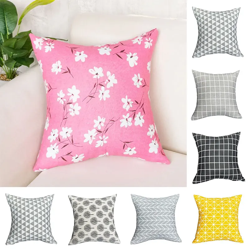 

Geometric Cushion Cover Pink Gray Blue Decorative Sofa Cushions Throw Pillows Cotton Pillow Covers 45x45 Pillowcases Decor