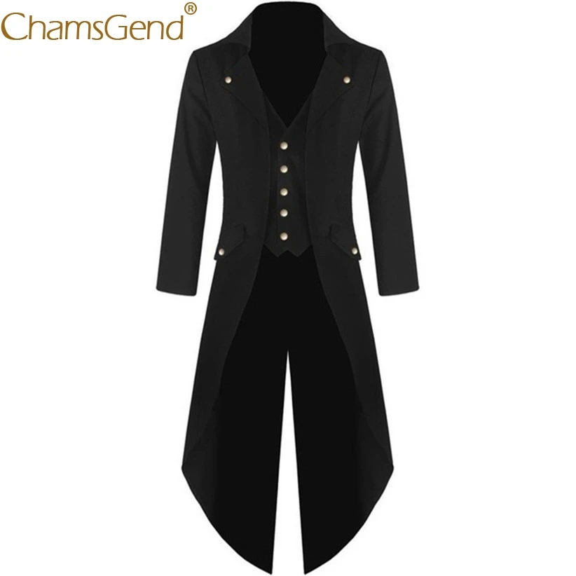 Мужская винтажная куртка в стиле стимпанк готика ретро модная Длинная ветровка