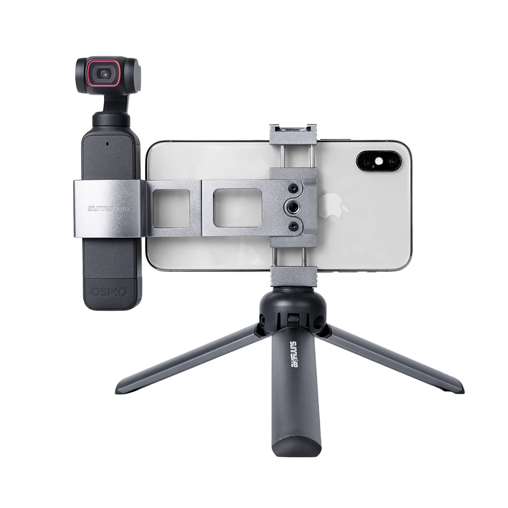 For DJI OSMO POCKET/ Pocket 2 Camera Phone Holder Clip with Dual Cold Shoe for Microphone LIght 1/4 Screw Tripod | Электроника