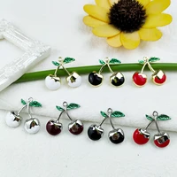 jeque 10pcs 2122mm enamel fruit cherry charm for jewelry making fashion earring pendant bracelet necklace charms diy findings