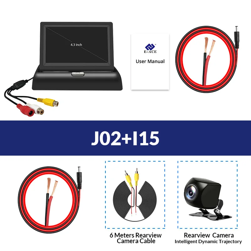 E-ACE J02 автомобильный монитор 4,3 дюймов TFT lcd Складная камера s NTSC PAL обратная камера парковочная система для автомобильных мониторов заднего вида