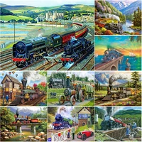 new 5d diy diamond painting full square round drill train scenery diamond embroidery cross stitch crafts home decor manual gift