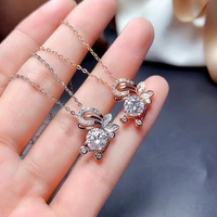 meibapj 12 carats white moissanite gemstone flower pendant necklace for women real 925 solid silver fine wedding jewelry