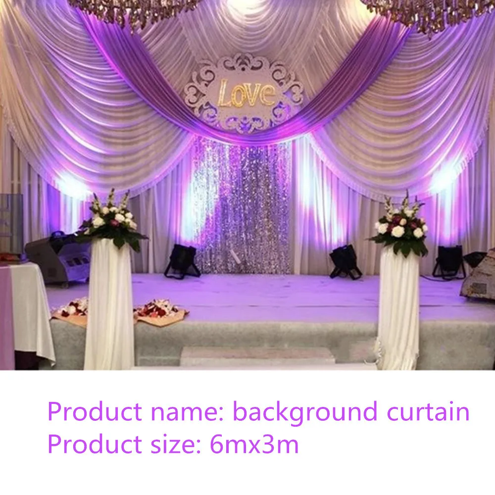 

20ft*16ft Luxury Wedding Backdrop Curtains With Swags Event And Party Fabric Wedding Backdrop Curtains Including Middle Sequin