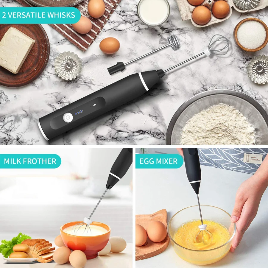 

Milk Frother Mini Handheld Milk Foamer Chargeable Eggbeater Chocolate/Cappuccino Stirrer Portable Blender Kitchen Baking Tool