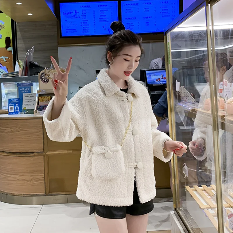 Женская зимняя утолщенная куртка из искусственного меха свободное повседневное
