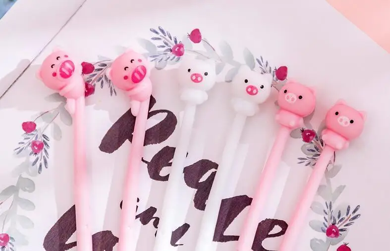 1 Piece Lytwtw's Kawaii Cute Pig Fashion School Office Supplies Students Gift Awards Accessories Stationery Black Ink Gel Pen