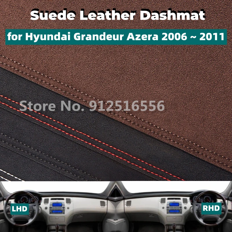 

Car Suede Leather Dashmat Dash Mats Pad Dashboard Covers Sun Shade Carpet for Hyundai Grandeur Azera 2006 2007 2008 2009 2011