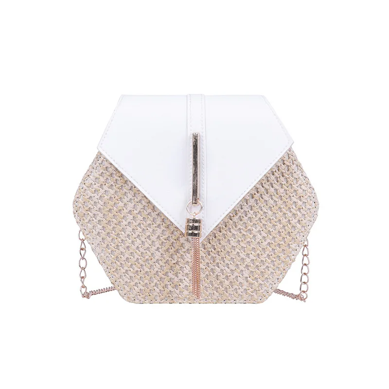 

Женская плетеная Сумка из соломы и кожи, летняя пляжная сумка ручной работы из ротанга