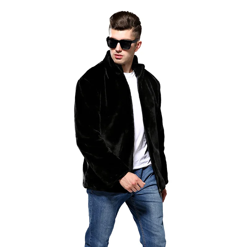 Черное мужское зимнее теплое пальто однотонная Повседневная куртка из