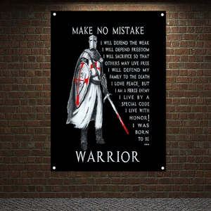Medieval Warrior Legion Armor Banner Wall Chart Masonic Knight Templar Flag Brass Grommets Custom Polyester Printed Painting Z8