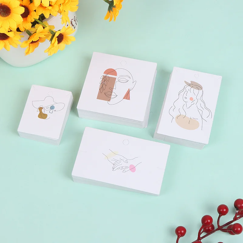 

50pcs Beauty Head Jewelry Package Card Paper Necklace Earring Display Tag Card Earring Holder Jewelry Card