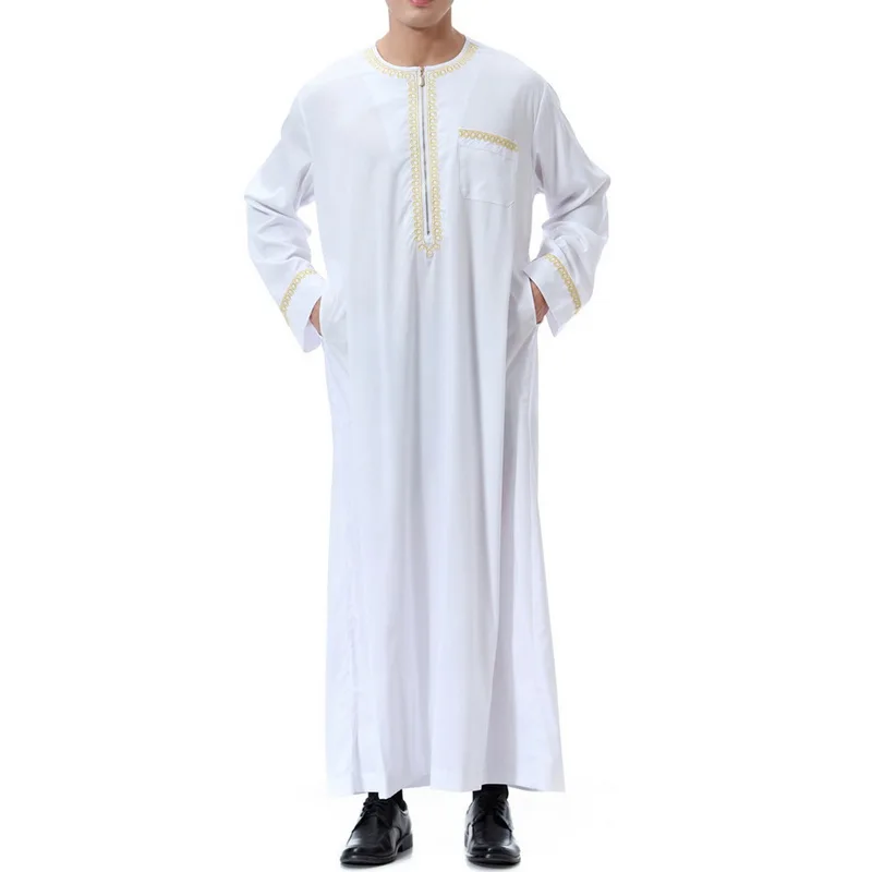 Новое поступление, солидное мужское мусульманское Макси-платье Saudi thebe, мусульманское платье abaya jilbaba, Дубай, для любого случая, осеннее платье jubba thebe