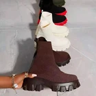 Женские ботинки на платформе, зимние эластичные ботильоны на среднем каблуке, теплые мотоциклетные ботинки, женская спортивная обувь в римском стиле, 2022