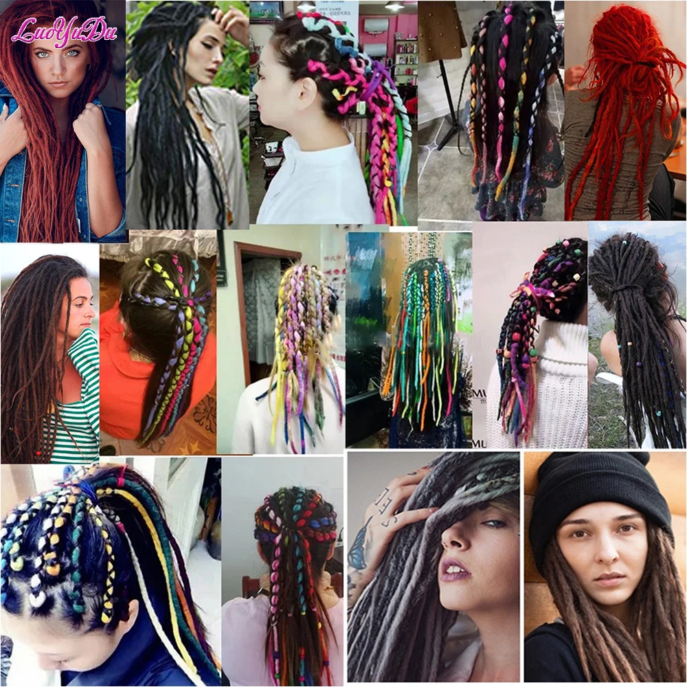 For Hair Double Ends Soft Dreadlocks Hair Extensions Synthetic Braiding Hair For Hip-hop Hair Style Crochet Hair For Women Kids images - 6