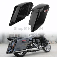 2pcs universal motorcycle stretched extended saddle bag tool luggage storage box for harley touring street glide 2014 2021