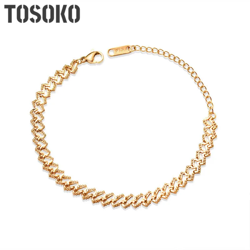 Женский браслет ручной работы TOSOKO BSE083 стильный из титановой стали цвета розового