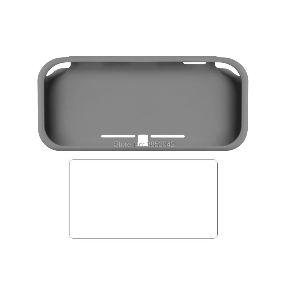 Серый Силиконовый чехол для Nod Switch Lite, мини-чехол с переключателем, свободное закаленное стекло, Защитная пленка для экрана - Цвет: Серый