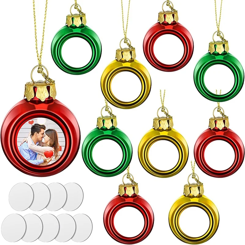 

9 Pieces Sublimation Christmas Ball Ornaments Shatterproof Christmas Tree for Holiday Wedding Party Decoration,1.6 Inch