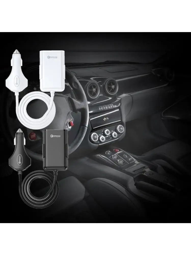 

QC 3.0 Car Charger Quick Charge Front Back Seat Charger Adapter With 1.7M Cable 4 USB 1.8A Power Ports Wholesale&Dropshipping