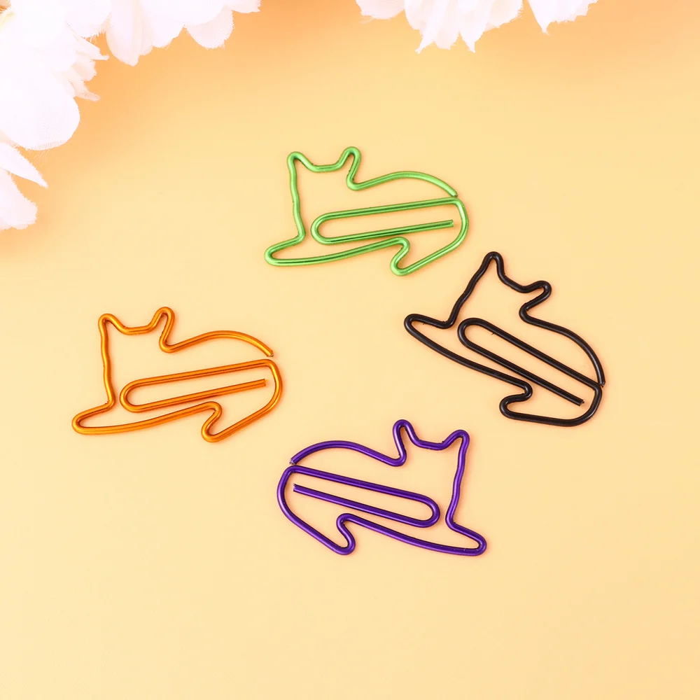 

24Pcs Lovely Cats Shaped Clips Paper Clips Creative Bookmarks Paper Needles Party Gift Office Hand Account Essentials(Green)