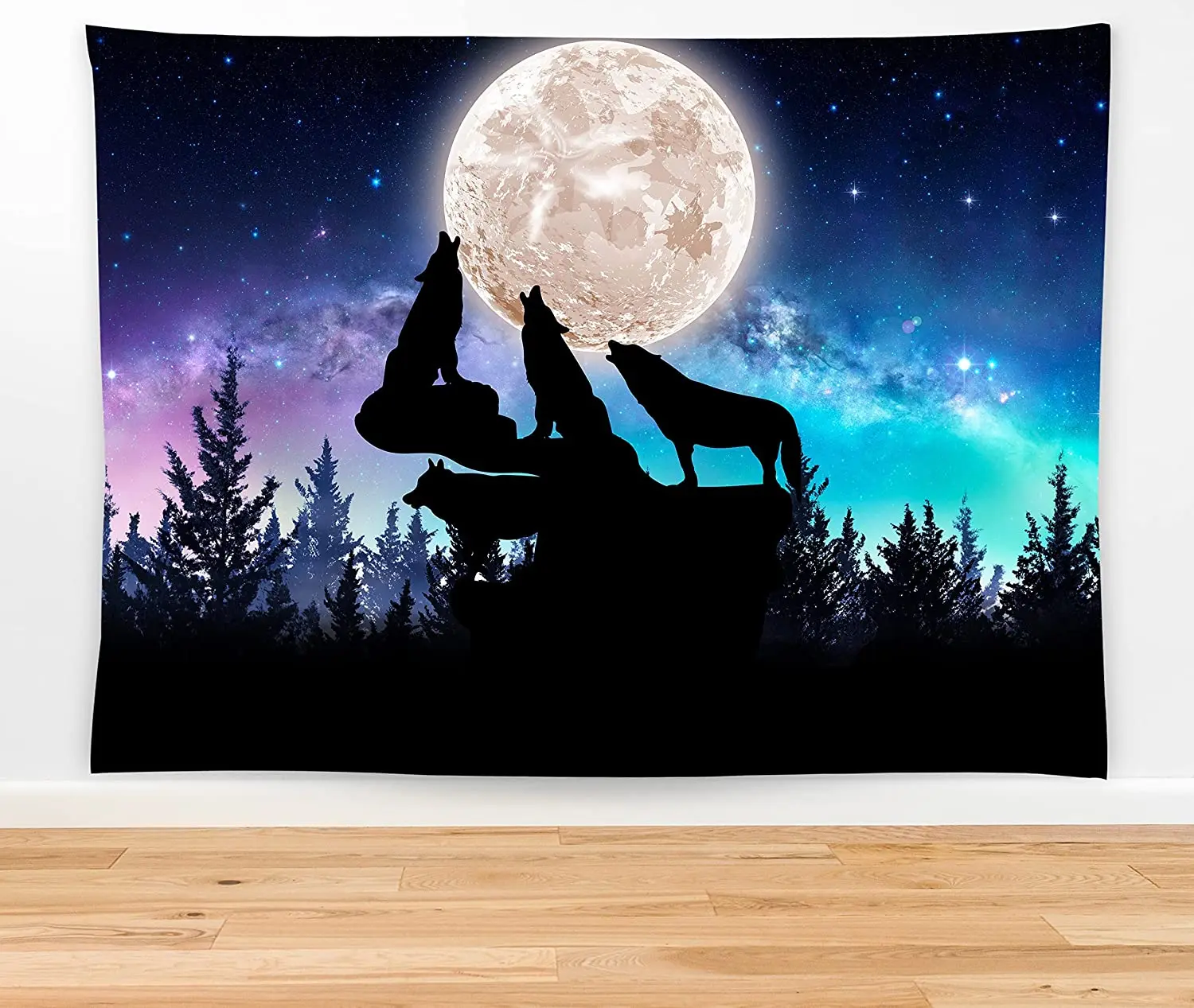 

Виниловый фон для фотосъемки с изображением волка звездного неба Луны леса настенный висячий декор для вечеринки дома для спальни гостиной
