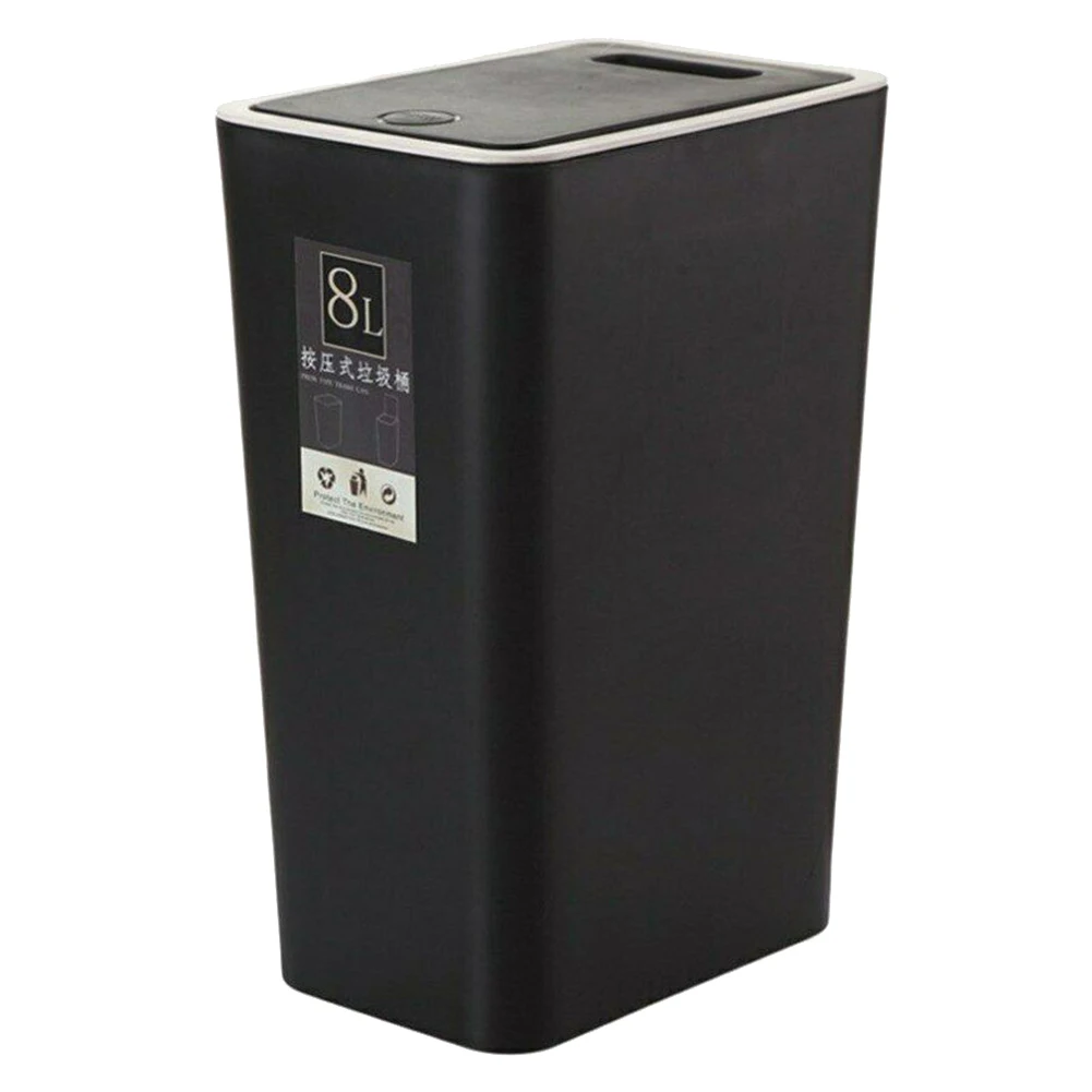 8L Plastic Trash Can Pressing Cover Home Kitchen Office Waste Bin HFing | Дом и сад