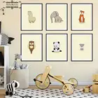 Минималистичный желтый мультяшный плакат с милыми животными для детей, овечка, тигр, собака, Пингвин, холст, живопись для детской комнаты, настенный художественный Декор