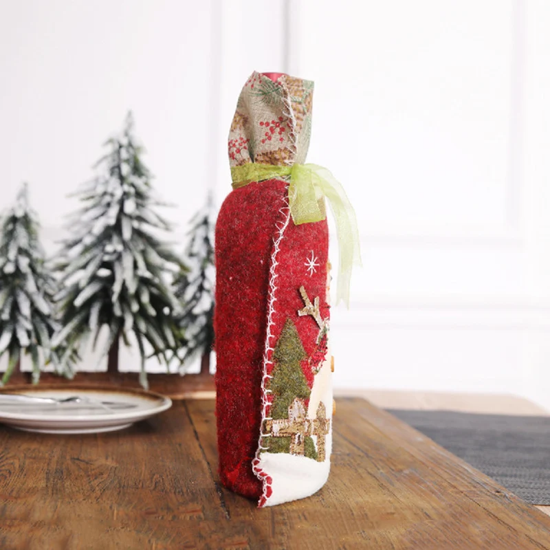 Рождественские Чехлы для бутылок вина с рисунком из мультфильма сумки витрины