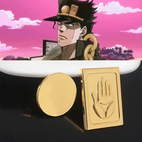 anime jojos bizzare adventure kujo jotaro cosplay brooch gold hand badge pin brooches in kujo jotaros hat jewelry