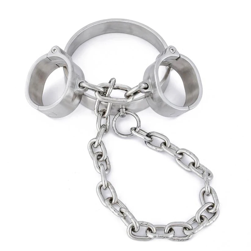Наручники из нержавеющей стали наручники с цепочкой ошейник БДСМ секс игрушки