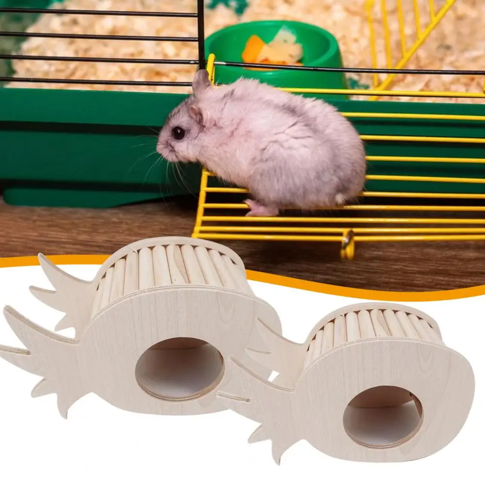 

Small Animal Toy Natural Wood Rat Ladder Toy Guinea-pig Hedgehog Hideout House Toy