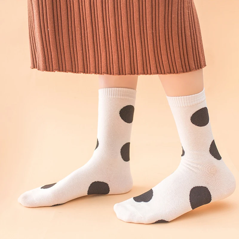 Модные хлопковые носки в горошек для женщин длинные стиле Харадзюку Cew корейские