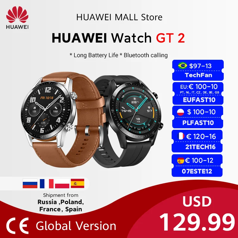 Оригинальные Смарт часы HUAWEI GT 2 GT2 GPS 14 дней работы|Смарт-часы| |