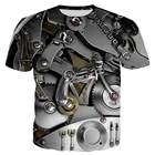 Футболка мужская с 3D-принтом мотоцикла, одежда в стиле панк, футболка Механическая в ретро стиле, забавный летний топ