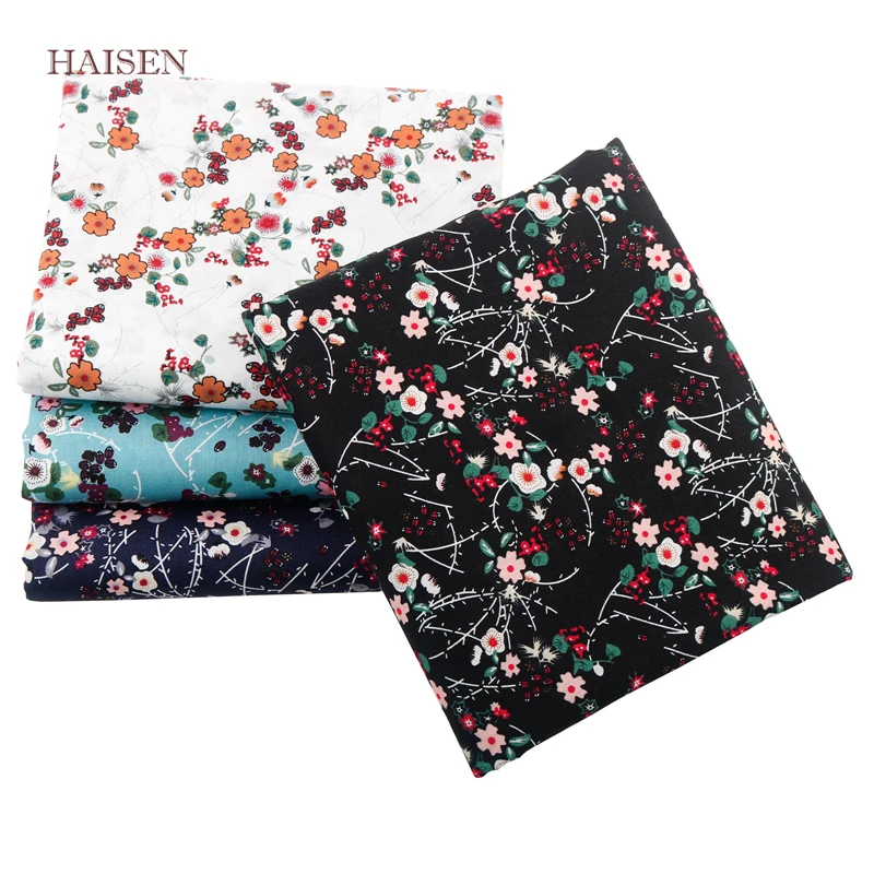 Haisen однотонная Поплиновая хлопчатобумажная ткань с цветочным принтом сделай сам