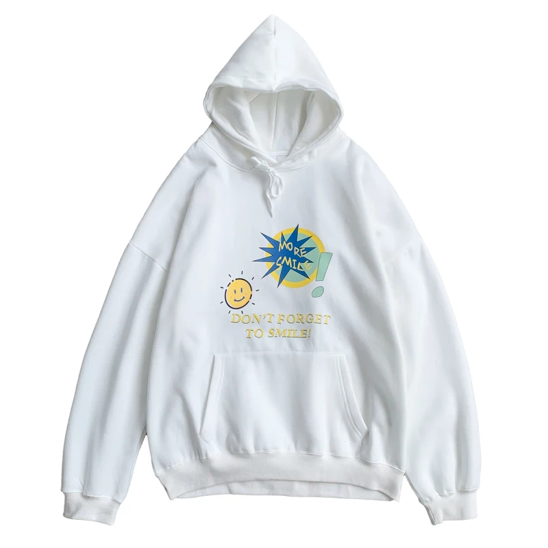 

Sweater Men's Autumn and Winter Fleece-Lined Ins Fashion Brand Student Hooded Korean Trendy Loose BF Style Printed