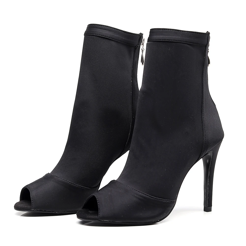 Женские туфли для латиноамериканских танцев DKZSYIM из эластичной ткани и черного