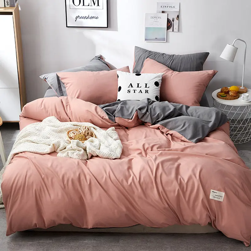 

Heavy Brushed Cotton Bedding Set White Lable Home Linens Japanese Bedclothes Flat Sheet Pillowcase King Solid Sleeping Cover New